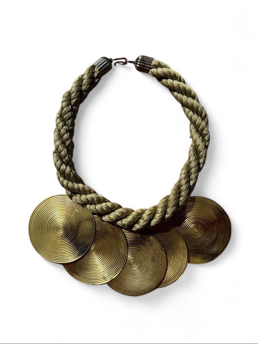 Vintage Tibetan brass statement necklace